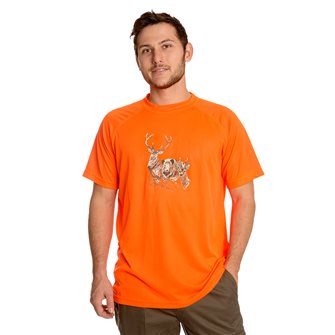 Tee shirt respirant Bartavel Diego orange M sérigraphie têtes de cerf sanglier biche
