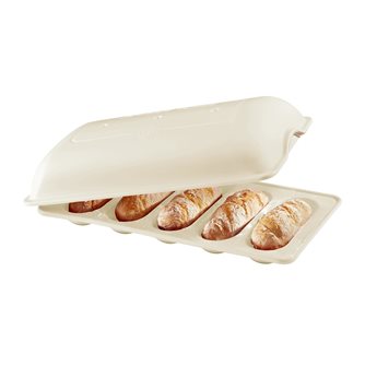Moule 5 mini-baguettes en céramique blanc Lin Emile Henry pour petits pains et sandwich